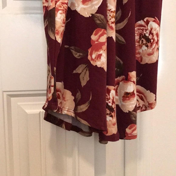Floral Burgundy midi dress with pockets - Picture 5 of 6